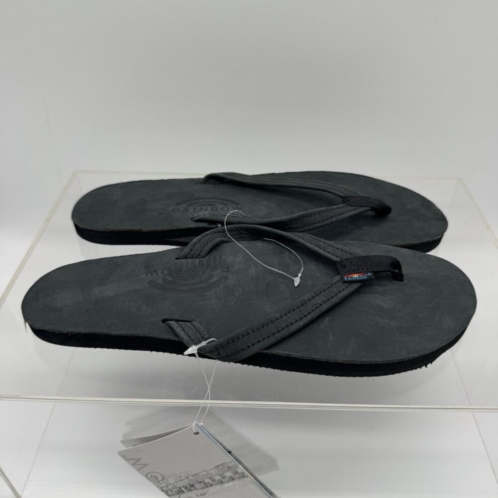 Brand New Women Rainbow 301ALTS Black Leather Slipper Flip Flop Size XL 8.5-9.5